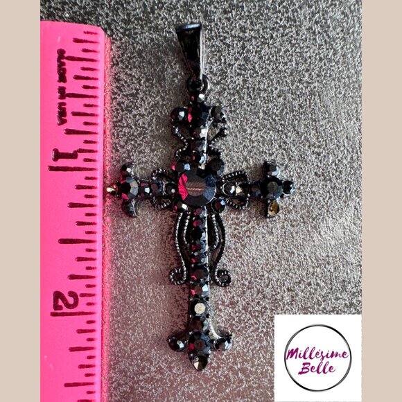Black Studded Cross Pendant - Picture 3 of 4